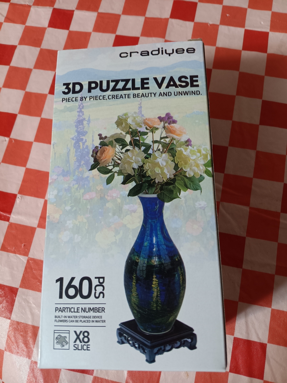 Cradiyee Blue 3D Puzzle Vase - Decorative Home Accent